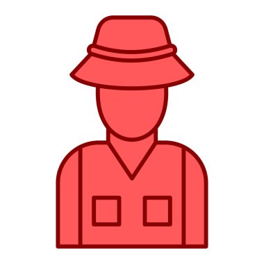 Beyaz arkaplanda şapka simgesi olan çiftçi, vektör illüstrasyonu