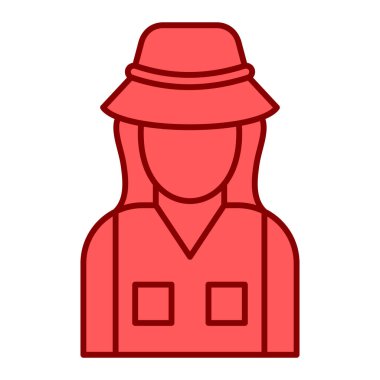 Kırmızı çizgi işçi simgesi. Ana hatlarıyla çiftçi itfaiyeci vektör çizimi. beyaz arkaplanda izole