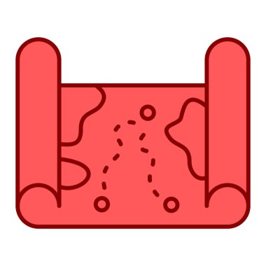 Bir köpeğin kırmızı ve beyaz çizgi haritasının vektör çizimi