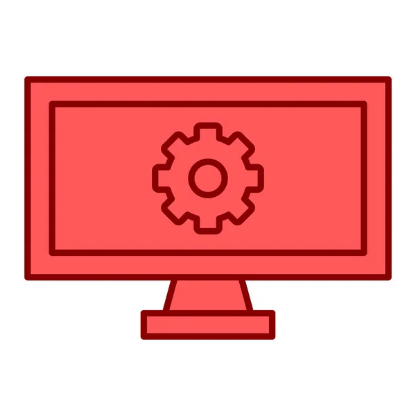 Monitor Computadora Con Configuración Icono Engranaje Diseño Ilustración Vectorial — Vector de stock