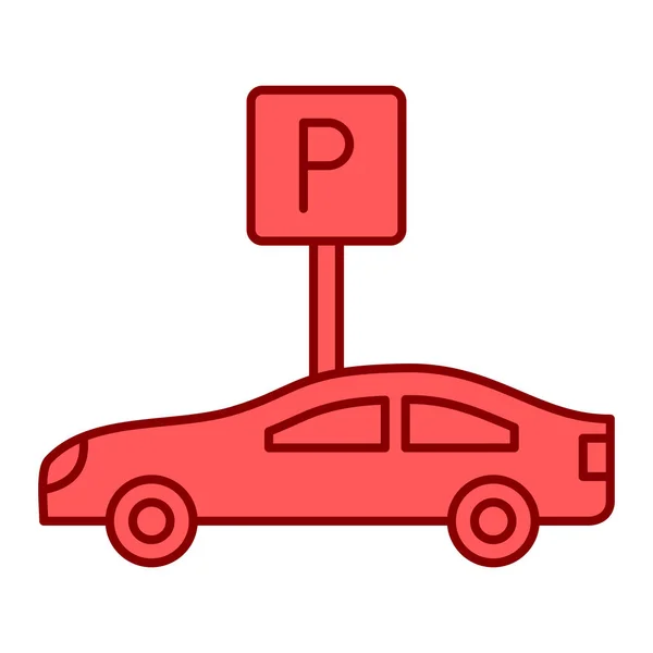 Parkplatz Mit Roter Linie Und Füllen Stil Symbol Vektor Illustration — Stockvektor