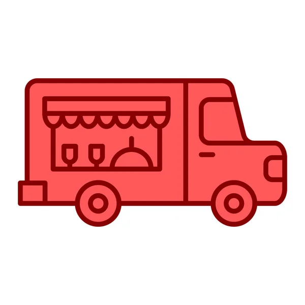 Fast Food Consegna Camion Icona Vettore Illustrazione Design — Vettoriale Stock