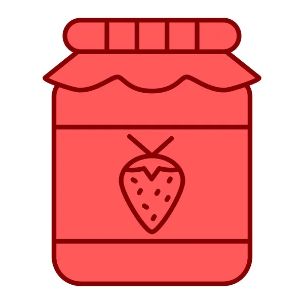 ジャムアイコン付きジャー 白い背景に孤立したウェブデザインのためのイチゴのベクトルアイコンの簡単なイラスト — ストックベクタ