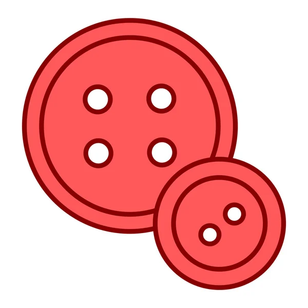 Línea Roja Botón Costura Icono Vector Ilustración Diseño Gráfico — Vector de stock