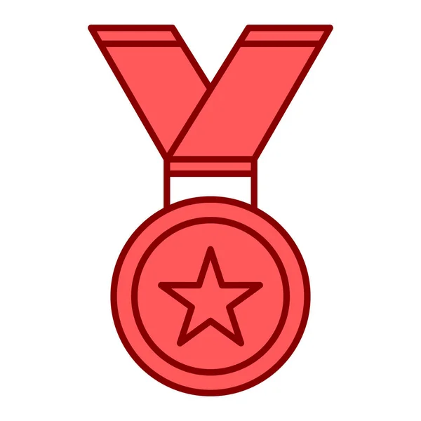 Медаль Иконкой Ленты Контурная Иллюстрация Векторных Значков Победителей Сети — стоковый вектор