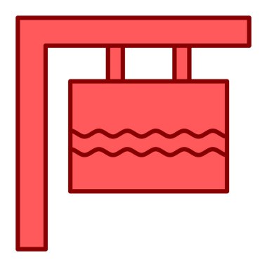 kırmızı çizgi su dalgası ikonu vektör çizimi tasarımı