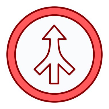 Kırmızı düğmeli bir okun simgesi