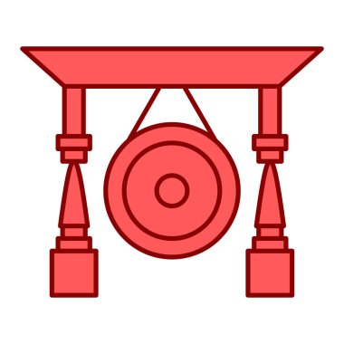 Kırmızı renkte gong vektör illüstrasyonu