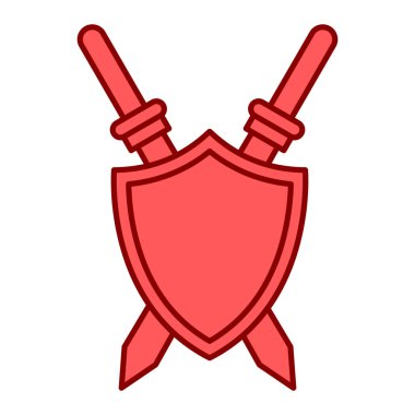 Kılıçlı kalkan ve kurdele vektör çizim tasarımı