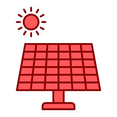 Güneş paneli simgesi. Web için enerji vektör simgelerinin özet çizimi
