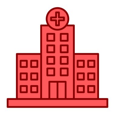 Hastane binası ikonu. Web için basit tıbbi klinik vektör simgeleri çizimi