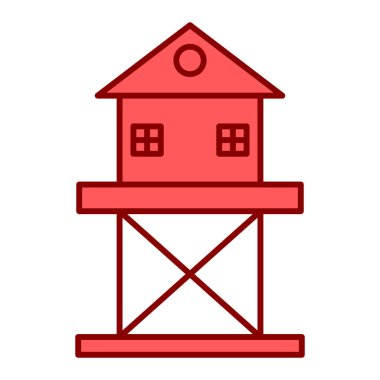 baca ikonlu kırmızı itfaiye binası. vektör illüstrasyonu