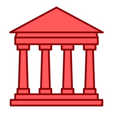 Banka binası ikonu. Web için adliye vektör simgelerinin özet çizimi