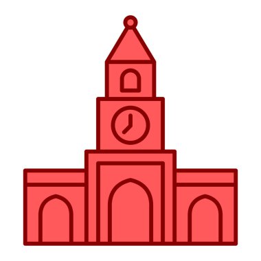 Kilise binası ikonu. Katedral vektörünün özet çizimi ve satır biçimi.