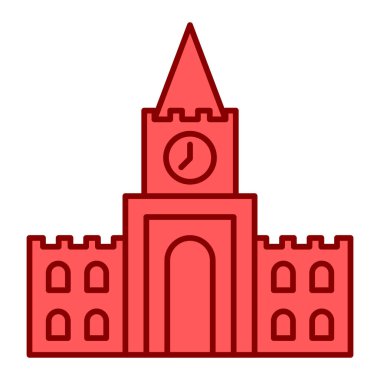 Şato kulesi ikonu. beyazı izole edilmiş kilise vektör sembolü ağlarının düz çizimi