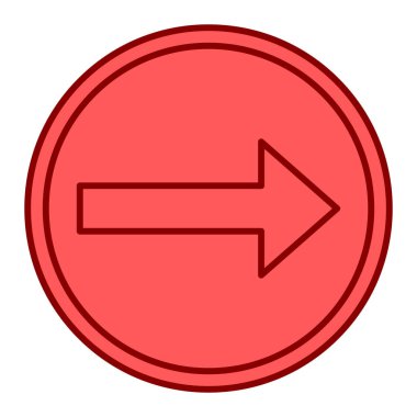 Beyaz arkaplan ile kırmızı daire içinde ok işareti simgesi