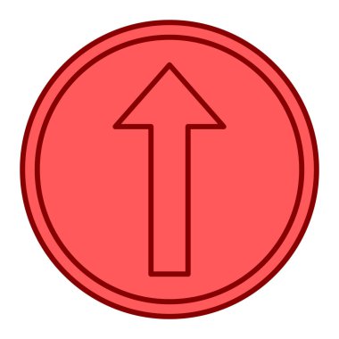 Beyaz arkaplan vektör illüstrasyonunda izole edilmiş kırmızı çemberdeki ok simgesi