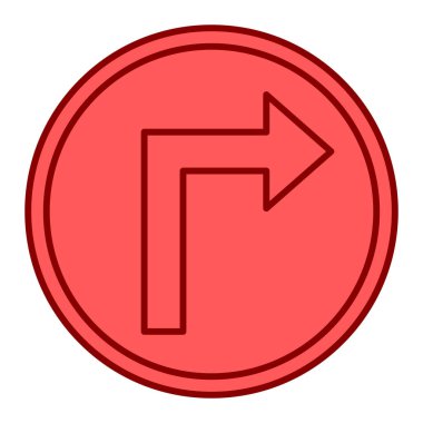 Beyaz arkaplan vektör illüstrasyonunda izole edilmiş kırmızı çemberdeki ok simgesi