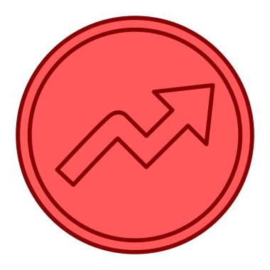 Beyaz arkaplan vektörü illüstrasyonunda izole edilmiş kırmızı çemberdeki grafik simgesi