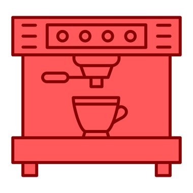 Kahve makinesi ikonu. Ana hatlı vektör çizimi. beyaz arkaplanda izole.