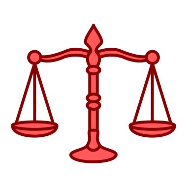 Denge ikonu tarafından temsil edilen hukuk ve adalet kavramı. vektör illüstrasyonu