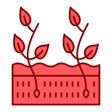 Yaprak vektör illüstrasyon tasarımlı kırmızı lale bitkisi