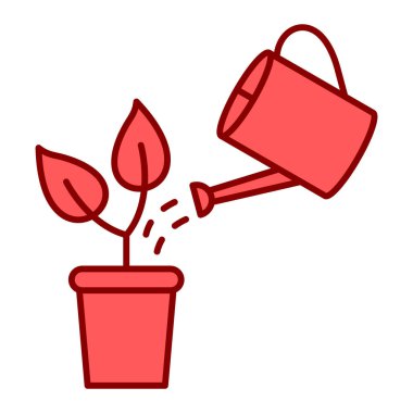 Çiçek saksısı ve bitki vektör illüstrasyon tasarımı ile sulama kutusu
