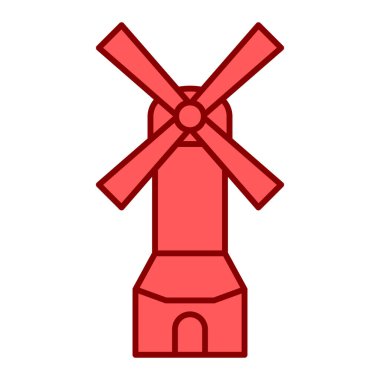 Yel değirmeni simgesi beyaz arkaplanda izole edilmiş. Rüzgar türbini sembolü vektör çizimi.