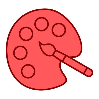 Paletli boya fırçası ve kırmızı çizgi sanat simgesi tasarımı, vektör illüstrasyon eps10