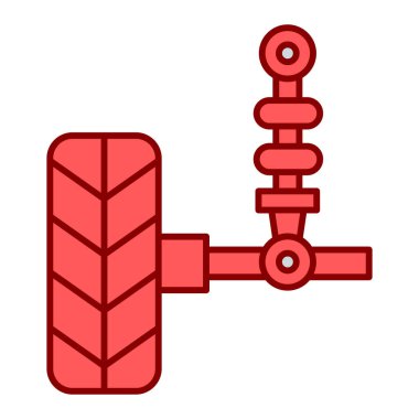 Araba tamir ikonu. Web için tekerlek vektör simgeleri olan bir arabanın dingil çizimi