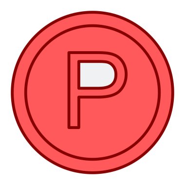 Park yeri simgesi. İnce çizgi sembolü. yuvarlak kırmızı etiket.