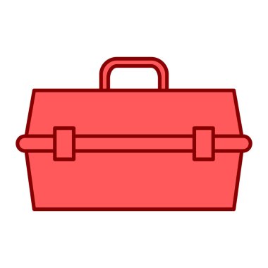 Beyaz arkaplan, satır biçimi, vektör illüstrasyonu üzerinde tutacağı ve evrak çantası simgesi olan araç kutusu