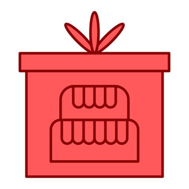 Kırmızı kurdeleli alışveriş arabası ve hediye kutusu illüstrasyonu