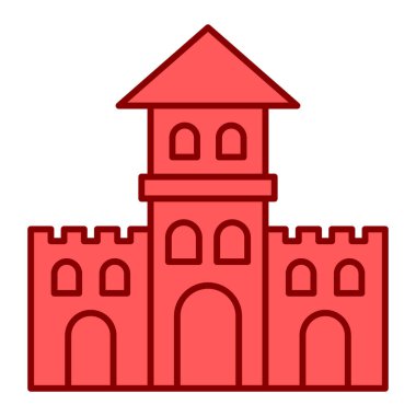 Şato kulesi ikonu. Ortaçağ kale vektör illüstrasyon web tasarımı karikatürü