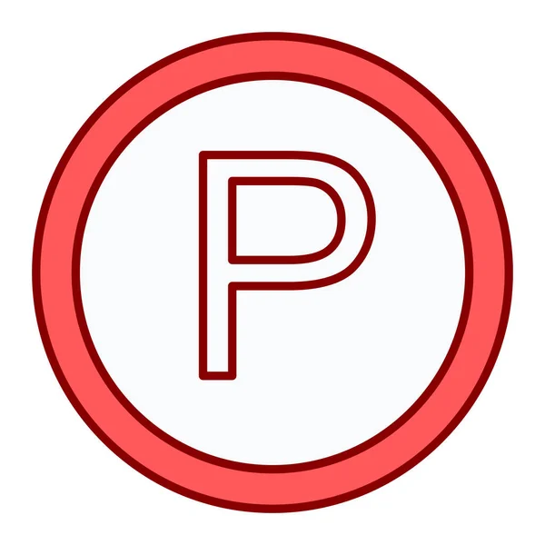 Parking Sign Icon Thin Line Symbol Red Circle Button Vector — Stock Vector