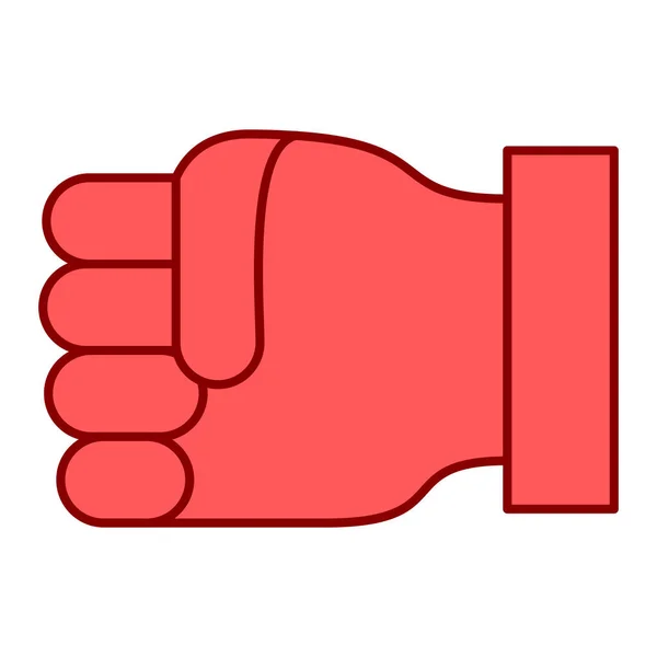 Icono Del Puño Rojo Contorno Guantes Boxeo Vector Ilustración Plana — Archivo Imágenes Vectoriales