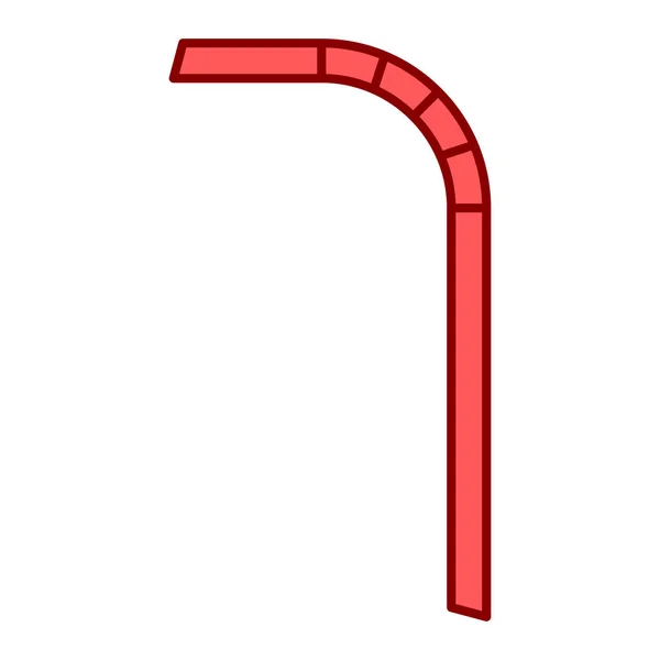 Ícone Tubo Água Linha Vermelha Desenho Animado Ilustração Símbolo Vetorial — Vetor de Stock
