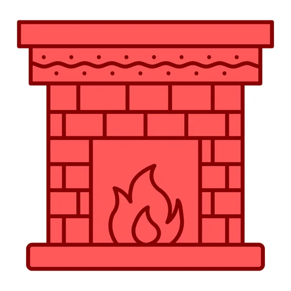 Kamin Mit Feuer Symbol Vektorillustration — Stockvektor