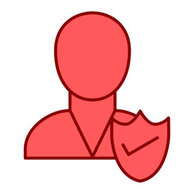 Kalkan ve kullanıcı simgesi. izole ve düz illüstrasyon