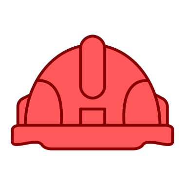 Kask ikonu. Web için inşaat işçisi vektör simgelerinin özet çizimi