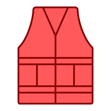 Kırmızı güvenlik yeleği simgesi. vektör illüstrasyonu