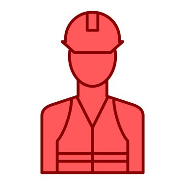 Kask ikonlu işçi. Web tasarımı için özet oluşturan itfaiyeci vektör çizimi sembolü
