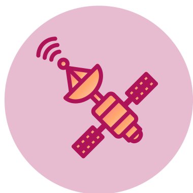 düz daire izole vektör illüstrasyonunda uydu anten simgesi