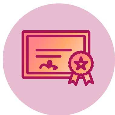 Sertifika simgesi. Düz dizayn. vektör illüstrasyonu.