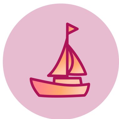 Beyaz arka planda izole edilmiş düz stil yelkenli ikonu. seyahat sembolü çizimi.