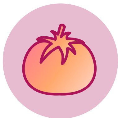 Domates ikonu. Web için kırmızı vektör simgelerinin düz çizimi