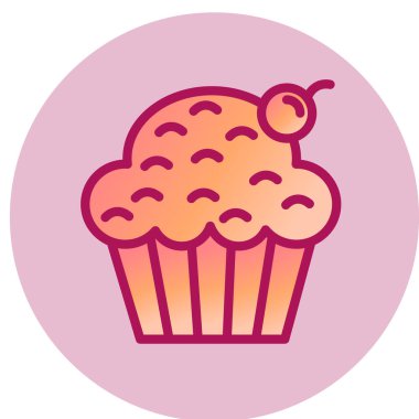 cupcake simgesi, vektör illüstrasyonu