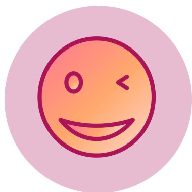 Göz kırpan yüz simgesi, vektör illüstrasyonu