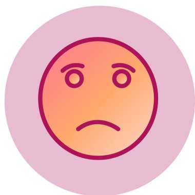 Endişeli yüz simgesi, vektör illüstrasyonu