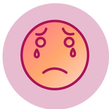 Ağlayan yüz simgesi, vektör illüstrasyonu